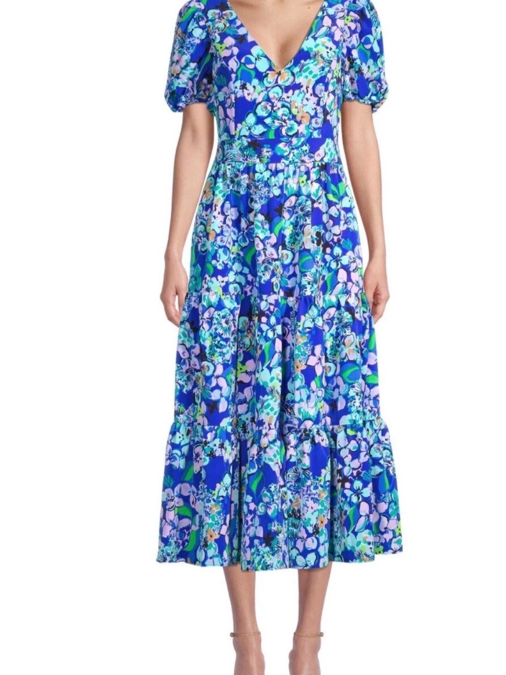 Lilly Pulitzer NWT Grace Tiered Floral Midi Dress Size 12
